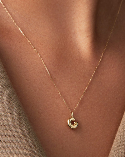 14K Gold Bubble Letter Necklace - G