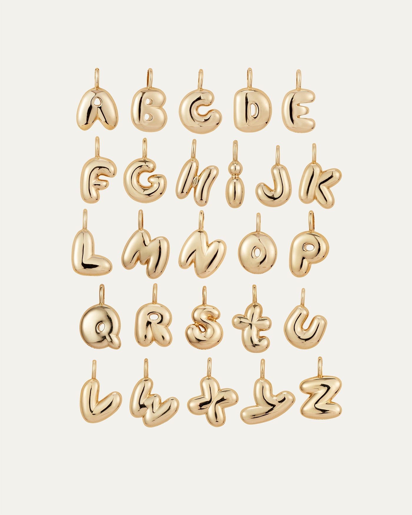 14K Gold Bubble Letter Necklace - G