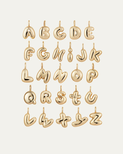 14K Gold Bubble Letter Necklace - S