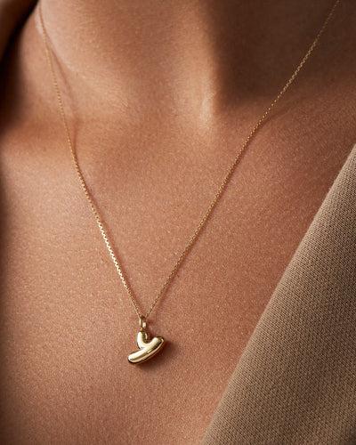 14K Gold Bubble Letter Necklace - Y